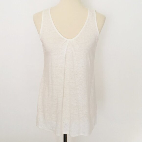 Eileen Fisher Ivory V-Neck Linen Tunic with Tucks - Picture 2 of 6